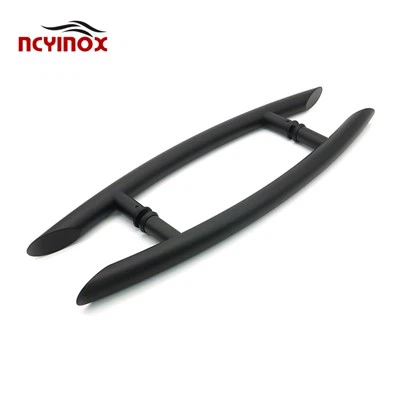 Poignées de traction de porte en verre noir mat de luxe d'acier inoxydable pour la porte en bois