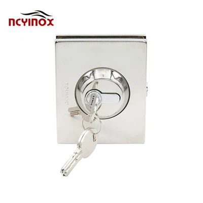 Serrure double face en acier inoxydable, avec clé en laiton pour porte en verre, vente en gros